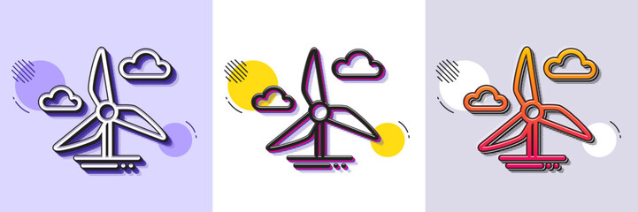 Poster - windmill turbine line icon. halftone dotted pattern. gradient icon with grain shadow. wind power ene