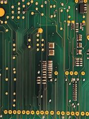 Poster - Abstract Green Circuit Board Technology Background Detailed Electronic Hardware Digital Pattern High Resolution Image Modern Technology Design Digital