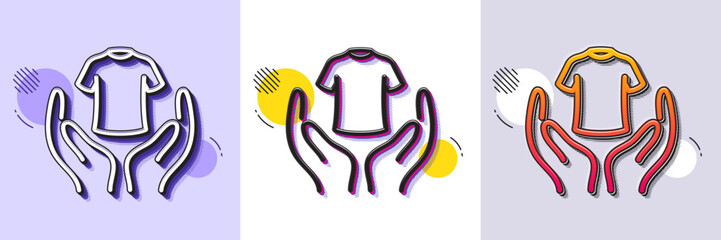 Poster - hold t-shirt line icon. halftone dotted pattern. gradient icon with grain shadow. laundry shirt sign