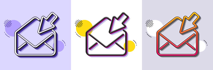 Poster - open mail line icon. halftone dotted pattern. gradient icon with grain shadow. view message correspo