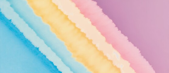 Poster - Colorful abstract background with soft waves of blue, pink, yellow, and cream blending harmoniously