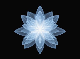Poster - Abstract blue floral design with layered petals against a dark background creating a serene visual experience