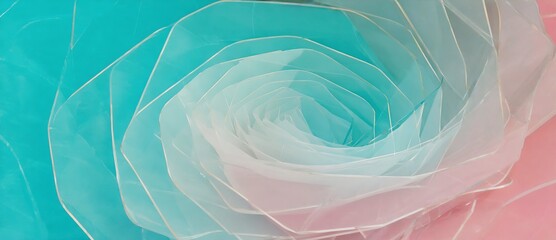 Poster - Colorful abstract spiral pattern in soft pastel hues featuring shades of blue and pink for a modern aesthetic