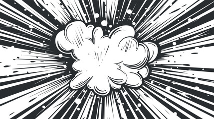 dynamic comic-style explosion burst in black and white illustration.