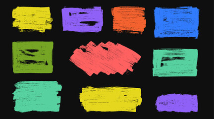 Wall Mural - colorful hand drawn grunge brush strokes with rough ink texture. bold graffiti vector marker shapes 