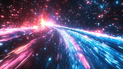 Poster - Hyperspace Journey: A Neon Galaxy's Flight