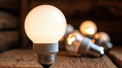Wall Mural - led bulbs save energy. generative ai