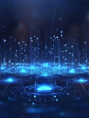 Poster - abstract digital network technology background blue glowing lines futuristic modern data stream eleg