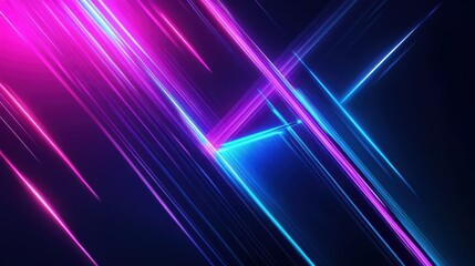Leinwandbilder - Abstract cyberpunk neon background with glowing geometric shapes, futuristic light trails, and deep blue-purple gradients, high-tech digital aesthetic with a sleek modern look.