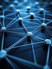 Poster - Abstract Network Connection Nodes Digital Technology Global Communication Modern Business Network Structure Interconnection Data Science Futuristic   