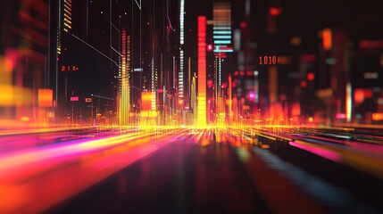 Poster - Neon Cityscape: A Digital Metropolis at Night