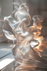 Poster - Conceptual artwork exploring the fluidity of time with flowing forms and shifting light patterns
