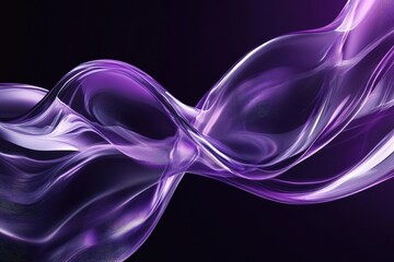 Wall Mural - Abstract fluid holographic iridescent purple curved wave in dark background 3d render. Gradient design element for backgrounds, wallpapers, posters and covers. MZ 