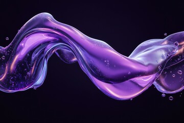 Wall Mural - Abstract fluid holographic iridescent purple curved wave in dark background 3d render. Gradient design element for backgrounds, wallpapers, posters and covers. MZ 