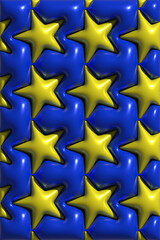Aufkleber - Yellow inflated stars on a blue background, 3D rendering illustration