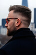 © Javier - Portrait of a Man in Profile with Unique Hair, glasses, red