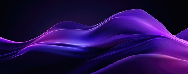 Wall Mural - Abstract fluid holographic iridescent purple curved wave in dark background 3d render. Gradient design element for backgrounds, wallpapers, posters and covers. MZ 