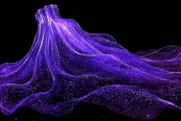 Wall Mural - Abstract fluid holographic iridescent purple curved wave in dark background 3d render. Gradient design element for backgrounds, wallpapers, posters and covers. MZ 