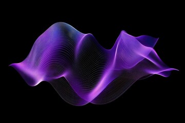 Wall Mural - Abstract fluid holographic iridescent purple curved wave in dark background 3d render. Gradient design element for backgrounds, wallpapers, posters and covers. MZ 