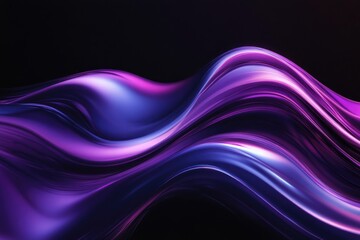 Wall Mural - Abstract fluid holographic iridescent purple curved wave in dark background 3d render. Gradient design element for backgrounds, wallpapers, posters and covers. MZ 
