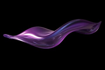 Wall Mural - Abstract fluid holographic iridescent purple curved wave in dark background 3d render. Gradient design element for backgrounds, wallpapers, posters and covers. MZ 