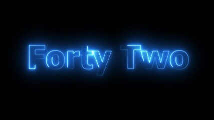 Fototapete - neon text 42 number countdown icon background  animation .Neon   numbers, Energy Neon red Number 42 Animation.