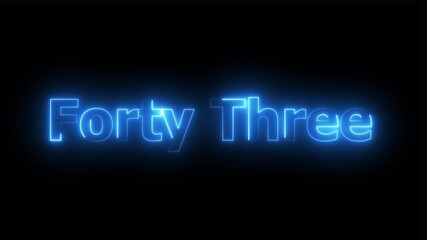 Fototapete - neon text 43 number countdown icon background  animation .Neon   numbers, Energy Neon red Number 43 Animatio