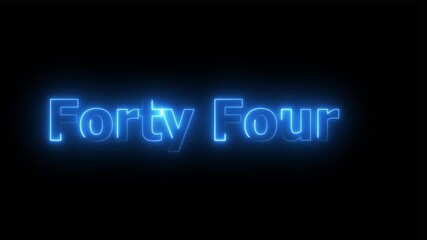 Fototapete - neon text 44 number countdown icon background  animation .Neon   numbers, Energy Neon blue Number 44 Animation.