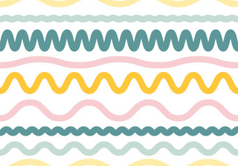 Wall Mural - colorful line doodle seamless pattern. simple childish hand drawn seamless pattern. random colorful 