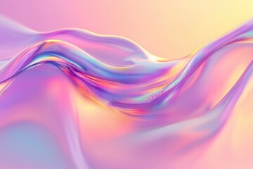 Wall Mural - An iridescent fluid abstract image with vibrant colors in a smooth, flowing style on a soft gradient background. Vibrant holographic fluid colors flow abstractly. pastel pink. MZ 