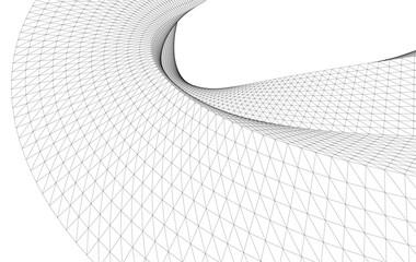 Poster - Abstract Wireframe Flow - Dynamic Curved Mesh Lines - Vector Illustration