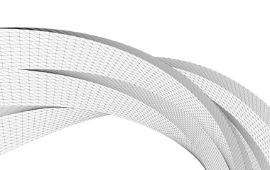 Poster - Abstract Wireframe Flow - Dynamic Curved Mesh Lines - Vector Illustration