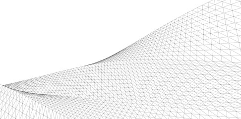 Poster - Abstract Wireframe Flow - Dynamic Curved Mesh Lines - Vector Illustration