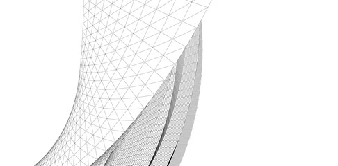 Poster - Abstract Wireframe Flow - Dynamic Curved Mesh Lines - Vector Illustration