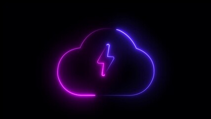 Fototapete - Animation of glowing neon shine month name March text icon animation . Neon glow signs in seamless loop motion graphic text animated video