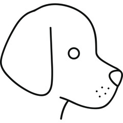 Poster - Dog head outline cartoon drawing vector illustration of a dog head in a simple line drawing style isolated on white background