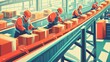 © Hassan - Workers in a Warehouse Handling Packages on Conveyor Belts for Efficient Distribution and Logis