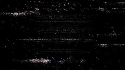 Fototapete - Digital glitch noise animation. Black background. Pixel VHS distortion effect. VCR tape. Glitch art. Film grain backdrop. Pause old television screen. Grainy texture. Video glitching.