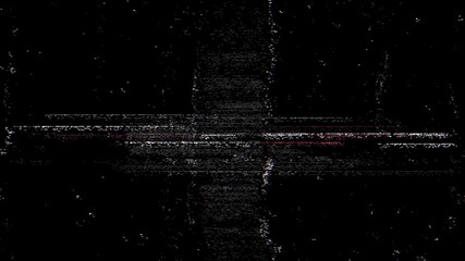 Fototapete - Digital glitch noise animation. Black background. Pixel VHS distortion effect. VCR tape. Glitch art. Film grain backdrop. Pause old television screen. Grainy texture. Video glitching.