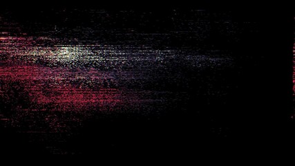 Fototapete - Digital glitch noise animation. Black background. Pixel VHS distortion effect. VCR tape. Glitch art. Film grain backdrop. Pause old television screen. Grainy texture. Video glitching.