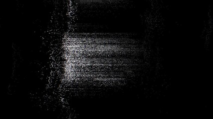 Fototapete - Digital glitch noise animation. Black background. Pixel VHS distortion effect. VCR tape. Glitch art. Film grain backdrop. Pause old television screen. Grainy texture. Video glitching.