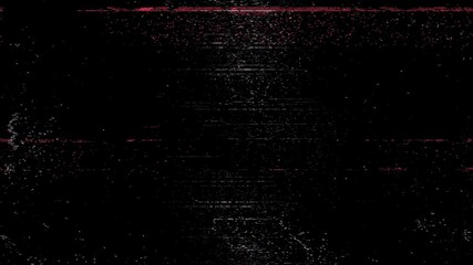 Fototapete - Digital glitch noise animation. Black background. Pixel VHS distortion effect. VCR tape. Glitch art. Film grain backdrop. Pause old television screen. Grainy texture. Video glitching.