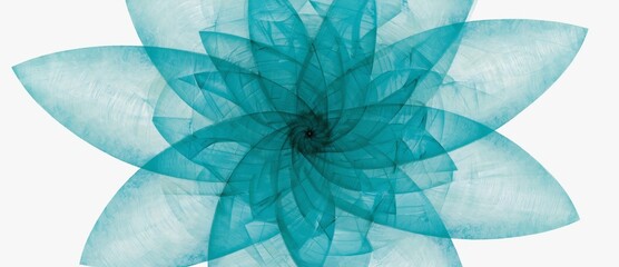 Poster - Vibrant teal floral design with layered petals creating an abstract appearance in a modern style