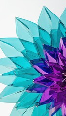Poster - Colorful geometric flower sculpture made of acrylic petals in vibrant blue and purple hues