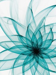 Poster - Abstract teal flower design showcasing delicate layers and flowing lines with a serene and modern aesthetic