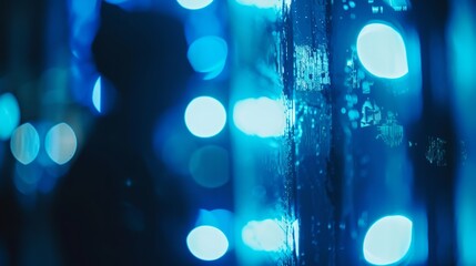 Abstract Blue Bokeh Lights Background, Modern Holiday Sparkle Backdrop