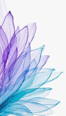 Poster - Colorful, translucent petals in shades of blue and purple gracefully overlap against a neutral background