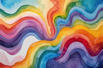 Poster - Vibrant Rainbow Watercolor Abstract Background Texture for Creative Card Designs