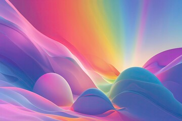 Wall Mural - Vibrant Abstract Landscape Featuring Colorful Rainbow Gradients and Geometric Shapes