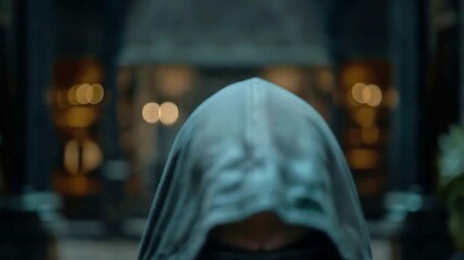 Fototapete - A cybersecurity expert in a dark hoodie and sunglasses is deeply focused on cybersecurity measures.